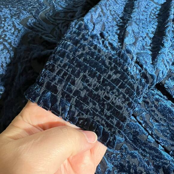 Tommy Hilfiger Womens Velvet Burnout Faux Wrap High Waist Above Knee Blue Sz 12 - Picture 10 of 14